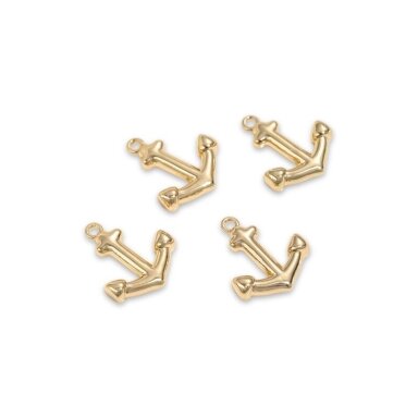 15x13mm 14k aukso sp. nerūdijančio plieno pakabukas inkaras, 1vnt.