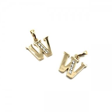 15x17mm rausvo aukso sp. nerūdijančio plieno pakabukas su cirkoniais W raidė, 1vnt. 15x17mm rausvo aukso sp. nerūdijančio plieno pakabukas su cirkoniais W raidė, 1vnt.