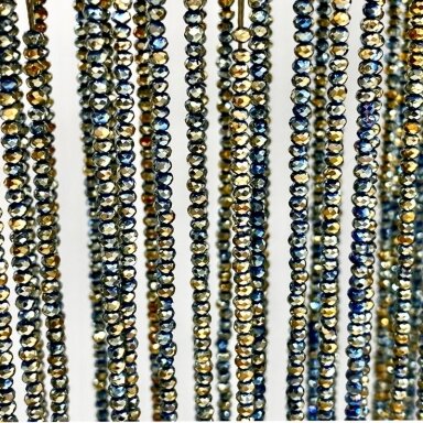 1,5x2mm mix sp. rondelle formos stiklo kristalai, 40cm juosta