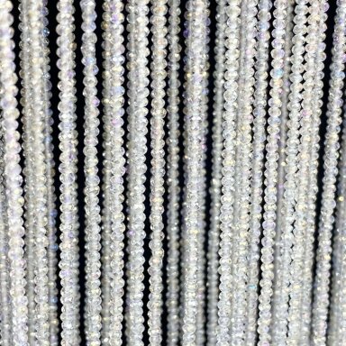 1,5x2mm skaidrios AB sp. rondelle formos stiklo kristalai, 40cm juosta