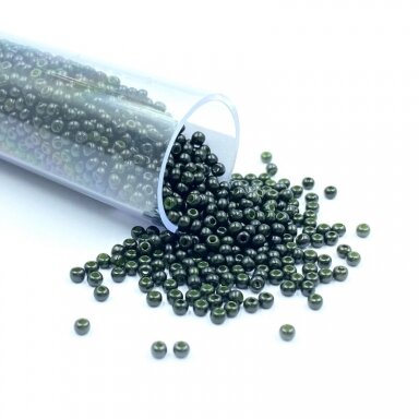 1,5x2mm tamsiai žalios sp. biserio karoliukai, ±13g