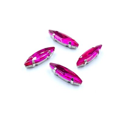 15x4mm ciklameno sp. kristalai sidabro sp. rėmeliuose, 4vnt