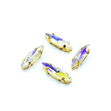 15x4mm crystal AB sp. kristalai aukso sp. rėmeliuose, 4vnt