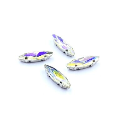 15x4mm crystal AB sp. kristalai sidabro sp. rėmeliuose, 4vnt