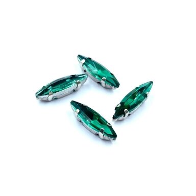 15x4mm Emerald sp. kristalai sidabro sp. rėmeliuose, 4vnt