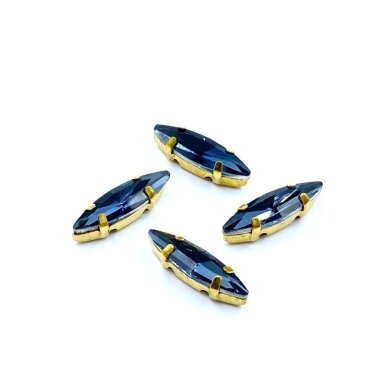 15x4mm indigo sp. kristalai aukso sp. rėmeliuose, 4vnt