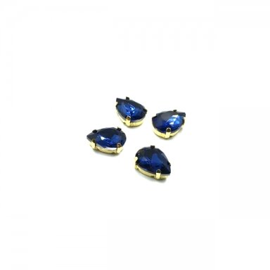 14x10mm indigo sp. kristalai aukso sp. rėmeliuose, 4vnt.