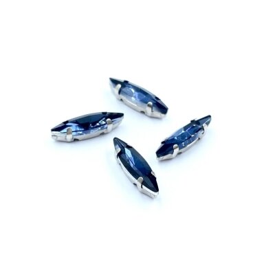 15x4mm indigo sp. kristalai sidabro sp. rėmeliuose, 4vnt