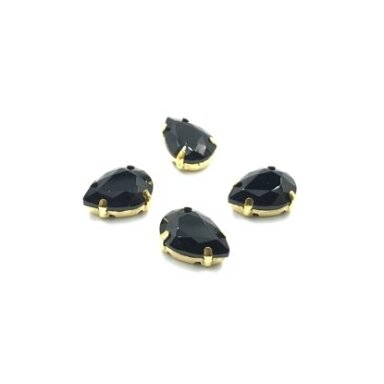 14x10mm juodos sp. kristalai aukso sp. rėmeliuose, 4vnt.
