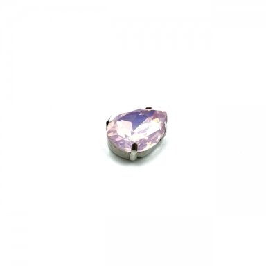 18x13mm mėnulio rožinės sp. kristalai sidabro sp. rėmeliuose, 1vnt.