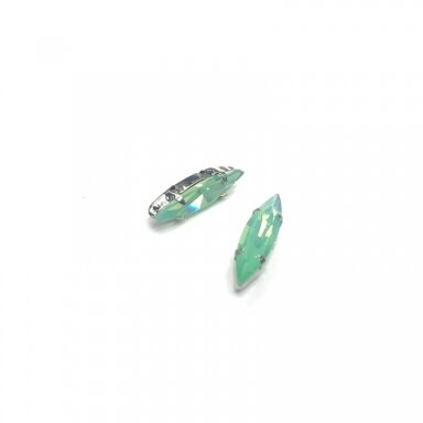 15x4mm mėnulio žalios sp. kristalai sidabro sp. rėmeliuose, 2vnt