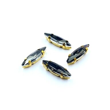 15x4mm pilkos sp. kristalai aukso sp. rėmeliuose, 4vnt