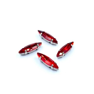 15x4mm raudonos sp. kristalai sidabro sp. rėmeliuose, 4vnt