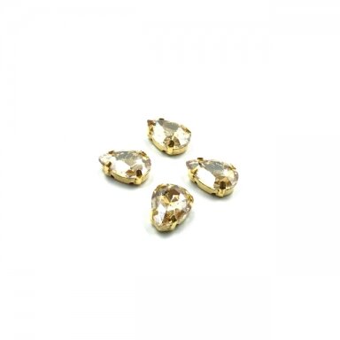 14x10mm šviesios dūminės sp. kristalai aukso sp. rėmeliuose, 4vnt.