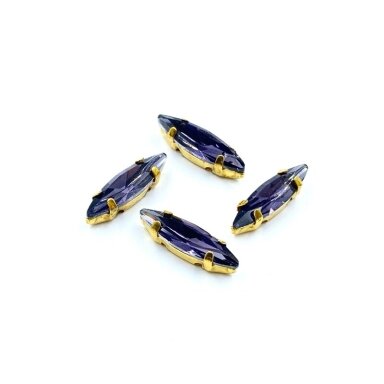 15x4mm violetinės sp. kristalai aukso sp. rėmeliuose, 4vnt