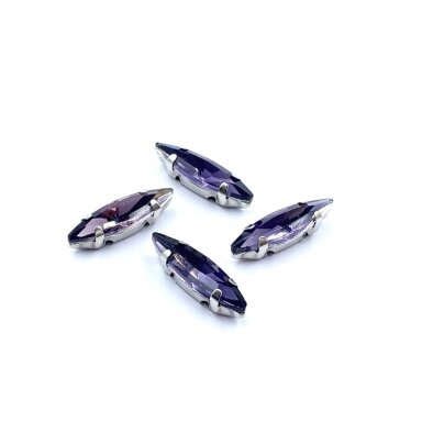 15x4mm violetinės sp. kristalai sidabro sp. rėmeliuose, 4vnt