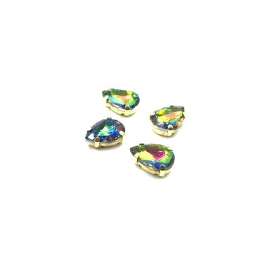 14x10mm Vitrail sp. kristalai aukso sp. rėmeliuose, 4vnt.