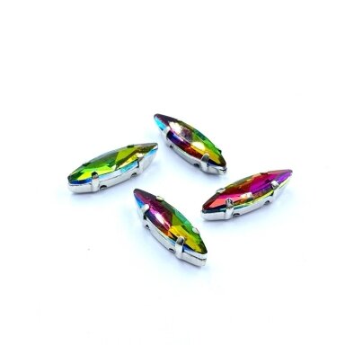 15x4mm Vitrail sp. kristalai sidabro sp. rėmeliuose, 4vnt