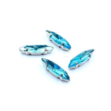15x4mm žydros sp. kristalai sidabro sp. rėmeliuose, 4vnt