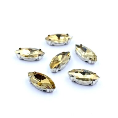 15x7mm dūminės sp. kristalai sidabro sp. rėmeliuose, 6vnt