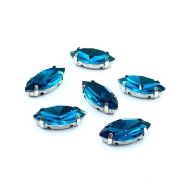 15x7mm electric sp. kristalai sidabro sp. rėmeliuose, 6vnt
