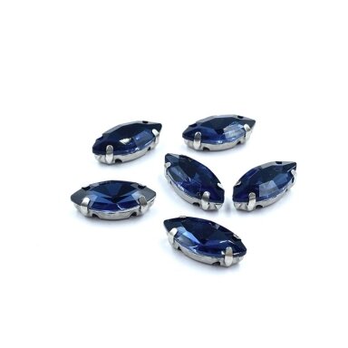 15x7mm indigo sp. kristalai sidabro sp. rėmeliuose, 6vnt