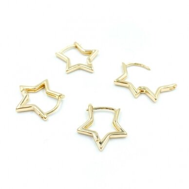 15mm 14k aukso sp. nerūdijančio plieno auskarų įvėrimai žvaigždutės, 2vnt. 15mm 14k aukso sp. nerūdijančio plieno auskarų įvėrimai žvaigždutės, 2vnt.