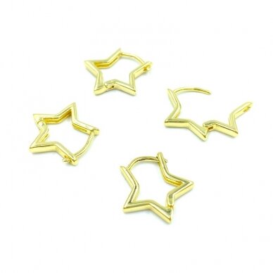 15mm 18k aukso sp. nerūdijančio plieno auskarų įvėrimai žvaigždutės, 2vnt. 15mm 18k aukso sp. nerūdijančio plieno auskarų įvėrimai žvaigždutės, 2vnt.
