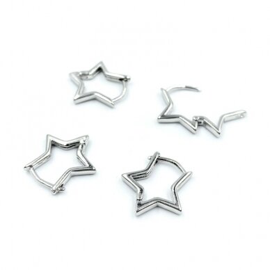 15mm platinos sp. nerūdijančio plieno auskarų įvėrimai žvaigždutės, 2vnt. 15mm platinos sp. nerūdijančio plieno auskarų įvėrimai žvaigždutės, 2vnt.