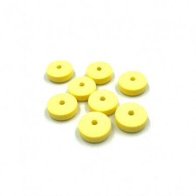 15x6mm geltonos sp. ECO plastiko karoliukai diskai, 8vnt.