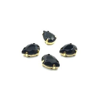 14x10mm juodos sp. kristalai aukso sp. rėmeliuose, 4vnt.