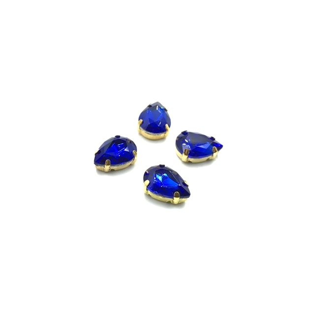 14x10mm mėlyna sp. kristalai aukso sp. rėmeliuose, 4vnt.