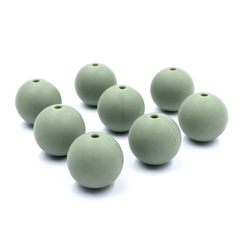 15mm chaki sp. silikoniniai karoliukai, 8vnt.
