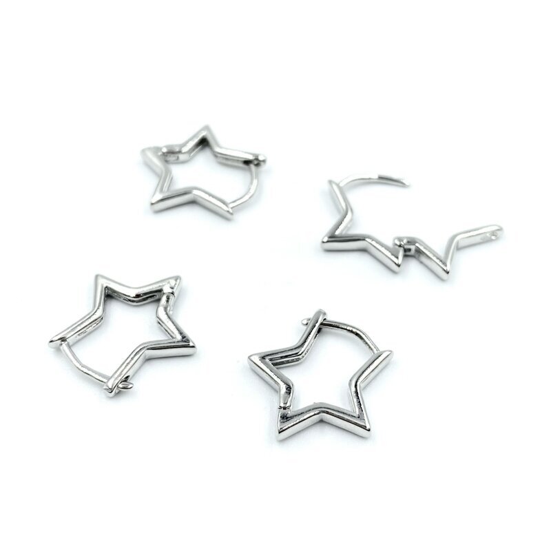 15mm platinos sp. nerūdijančio plieno auskarų įvėrimai žvaigždutės, 2vnt. 15mm platinos sp. nerūdijančio plieno auskarų įvėrimai žvaigždutės, 2vnt.