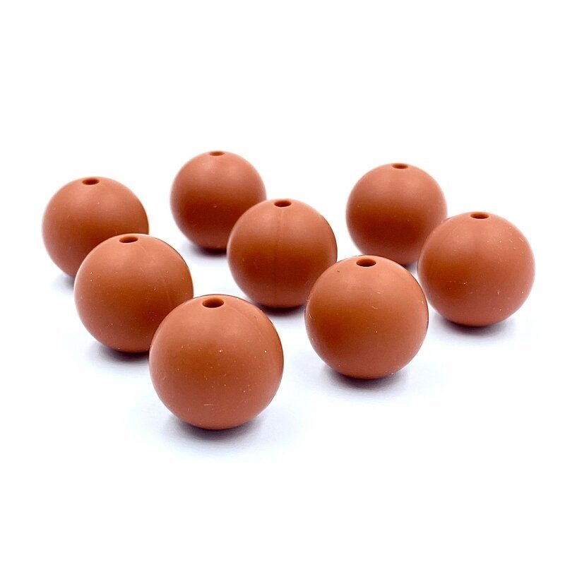 15mm oranžinės sp. silikoniniai karoliukai, 8vnt.