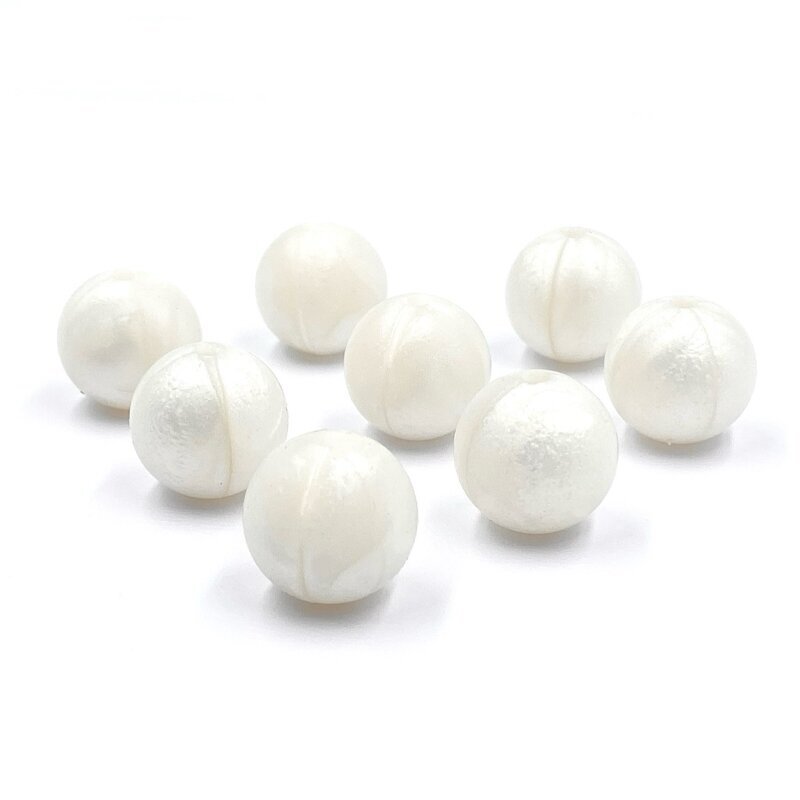 15mm perlamutrinės kreminės sp. silikoniniai karoliukai, 8vnt.