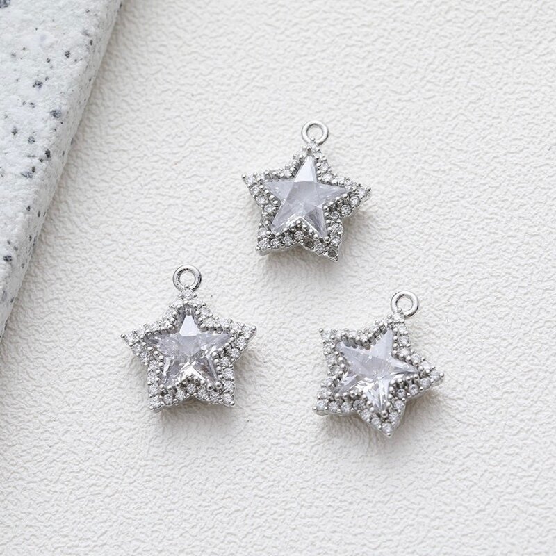 15x13mm platinos sp. nerūdijančio plieno pakabukas žvaigždė, 1vnt.