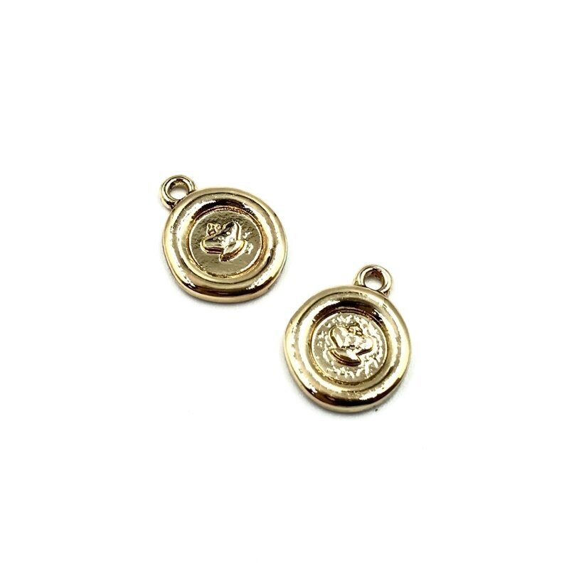 17x13mm 16k aukso spalvos nerūdijančio plieno pakabukas karūna, 1vnt.