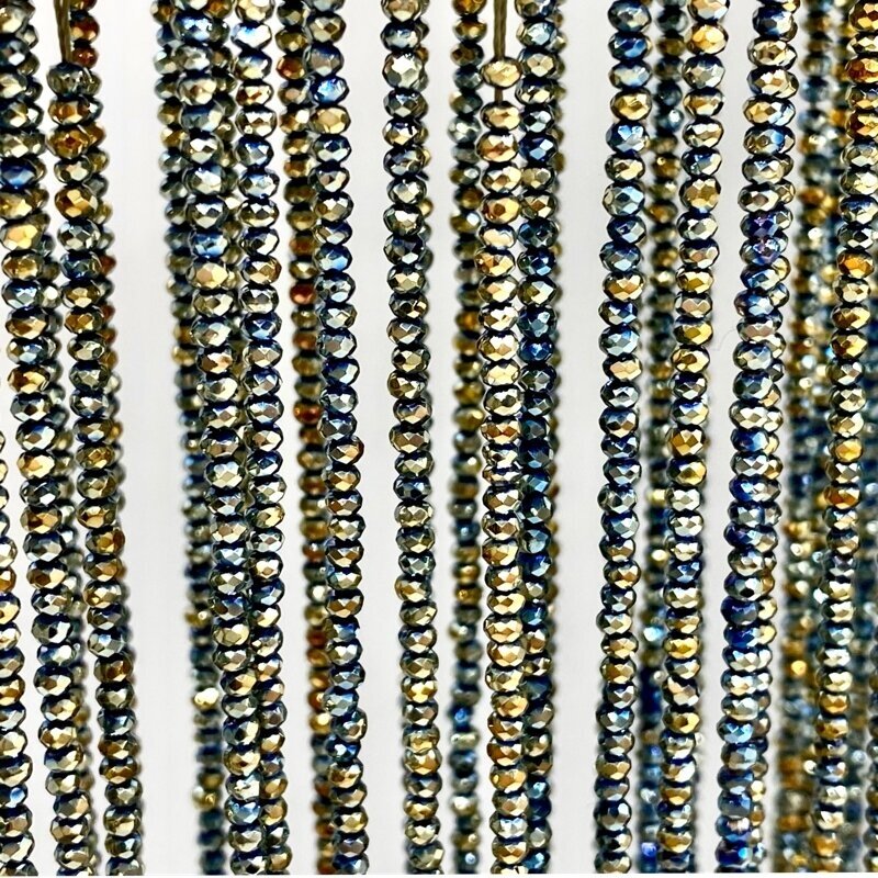 1,5x2mm mix sp. rondelle formos stiklo kristalai, 40cm juosta