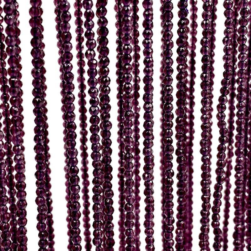 2mm violetinės sp. rondelle formos stiklo kristalai, 40cm juosta
