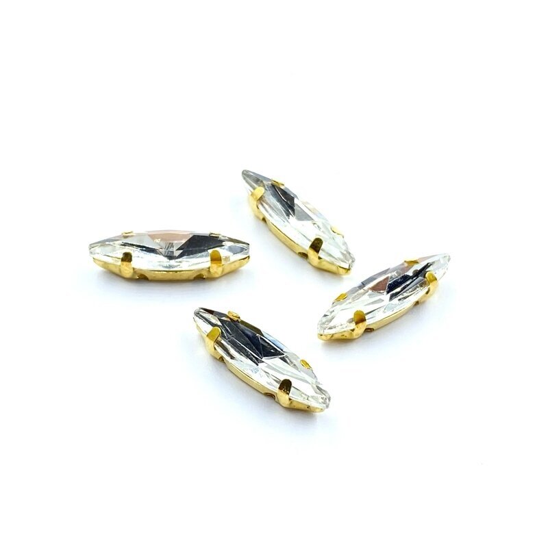 15x4mm crystal sp. kristalai aukso sp. rėmeliuose, 4vnt