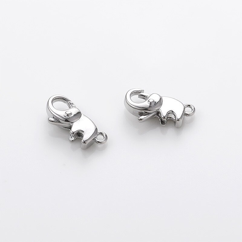 15x7mm platinos sp. nerūdijančio plieno užsegimas drambliukas, 1vnt.