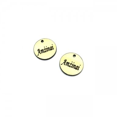 16mm aukso sp. plastiko pakabukas- "Amžinai", 2vnt.
