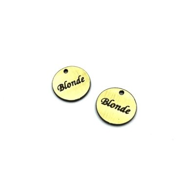 16mm aukso sp. plastiko pakabukas- "Blonde", 2vnt. 16mm aukso sp. plastiko pakabukas- "Blonde", 2vnt.