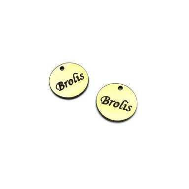 16mm aukso sp. plastiko pakabukas- "Brolis", 2vnt. 16mm aukso sp. plastiko pakabukas- "Brolis", 2vnt.