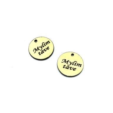 16mm aukso sp. plastiko pakabukas- "Mylim tave", 2vnt. 16mm aukso sp. plastiko pakabukas- "Mylim tave", 2vnt.