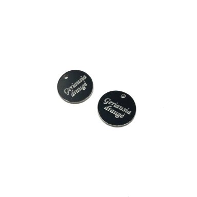 16mm juodos sp. plastiko pakabukas- "Geriausia draugė", 2vnt. 16mm juodos sp. plastiko pakabukas- "Geriausia draugė", 2vnt.