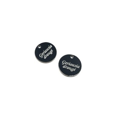 16mm juodos sp. plastiko pakabukas- "Geriausia draugė", 2vnt. 16mm juodos sp. plastiko pakabukas- "Geriausia draugė", 2vnt.