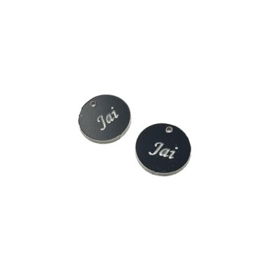 16mm juodos sp. plastiko pakabukas- "Jai", 2vnt. 16mm juodos sp. plastiko pakabukas- "Jai", 2vnt.