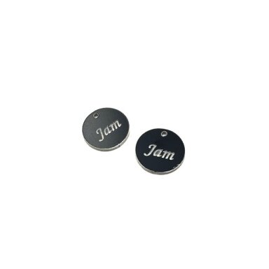 16mm juodos sp. plastiko pakabukas- "Jam", 2vnt. 16mm juodos sp. plastiko pakabukas- "Jam", 2vnt.